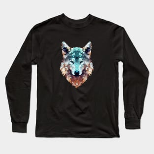 Geometric Wolf design | Colorful Wild Animal Long Sleeve T-Shirt